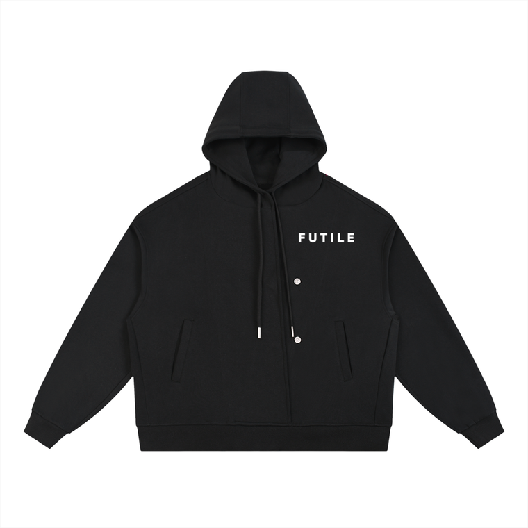 FUTILE - Boxy Button Placket Hoodie #260111PODRB1435