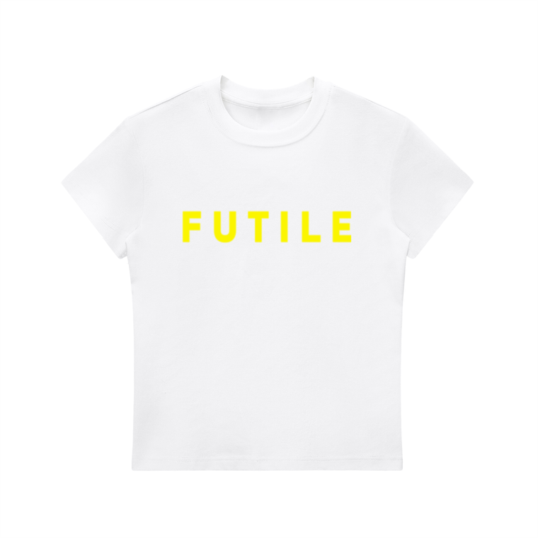 FUTILE (YELLOW) - Essential Bodycon Crewneck T-Shirt #260123PODAA4064