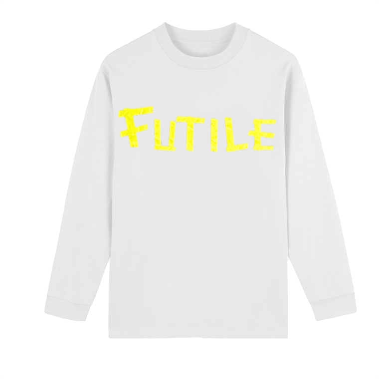 FUTILE TAPE (YELLOW) - Crew Neck Drop Shoulder Long Sleeve Shirt #260123PODPR4699