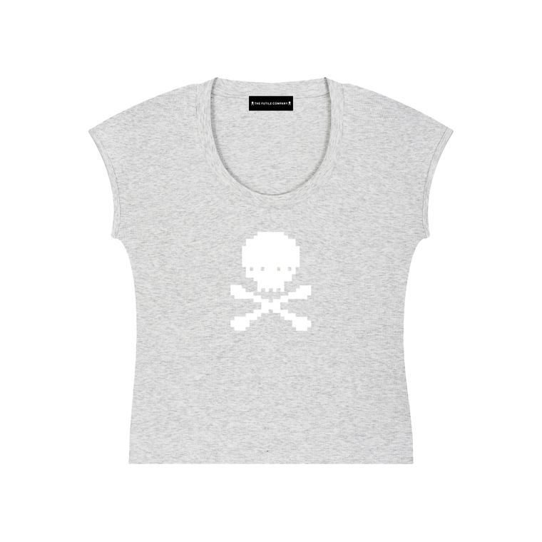 SKULL (WHITE) - Essential Bodycon T-Shirt #260220PODAA3380