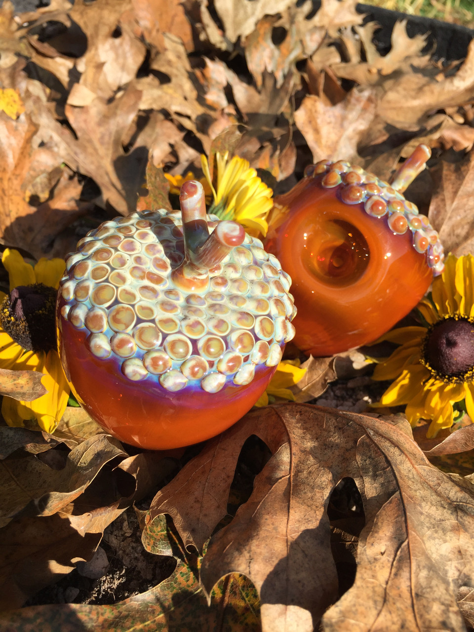 Acorn Sculpted Glass Smoking Pipe