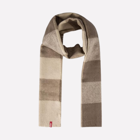 Levi's Men's Waffle Beanie and Plaid Scarf