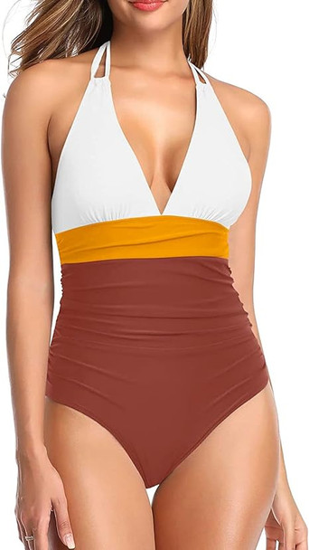 Women One Piece Swimsuit Tummy Control Halter Bathing Suit
