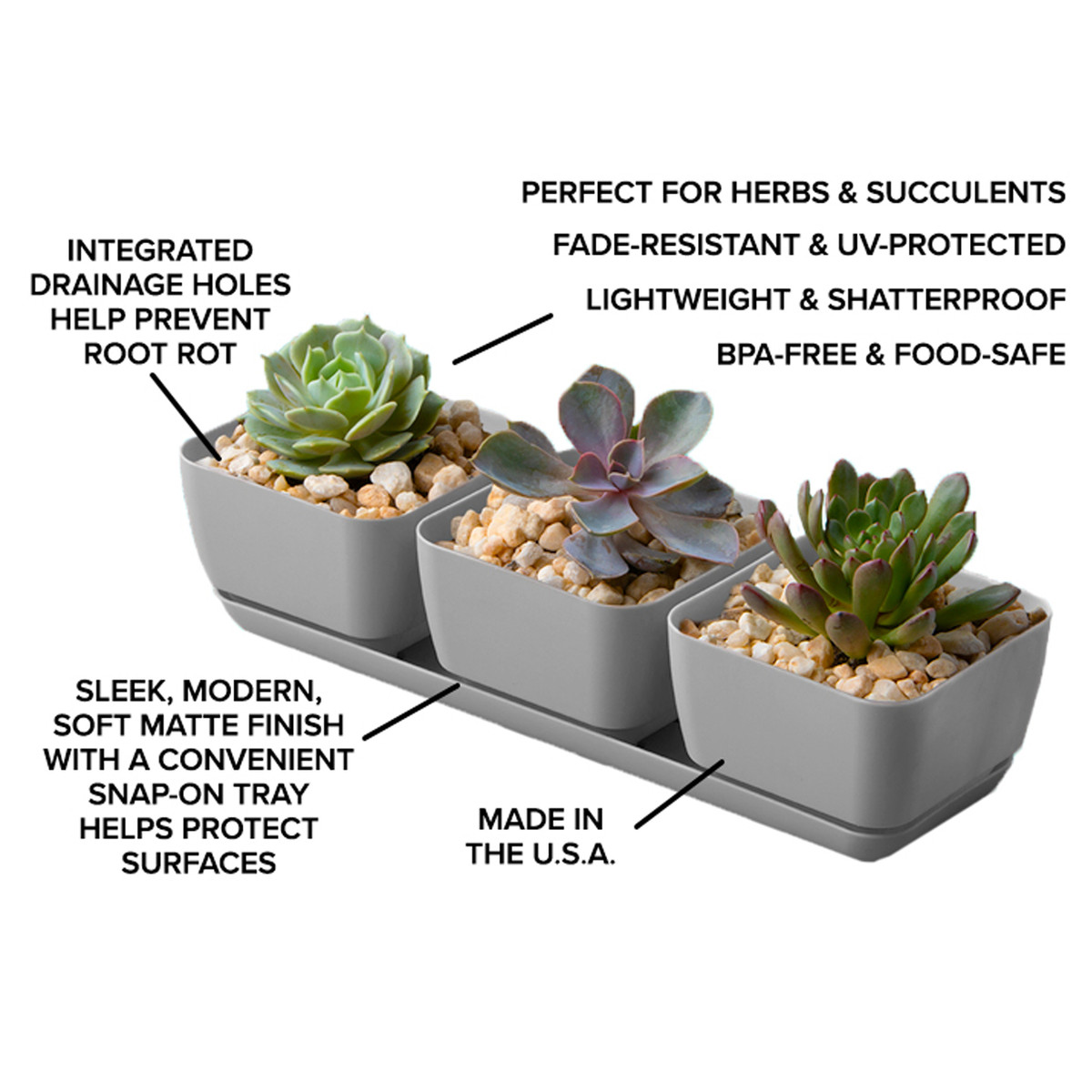 Herb Trio Planter | Decorative Planters | Root & Vessel display picture 1