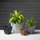 Collection of four square planters in different sizes and colors Collection of four square planters in different sizes and colors