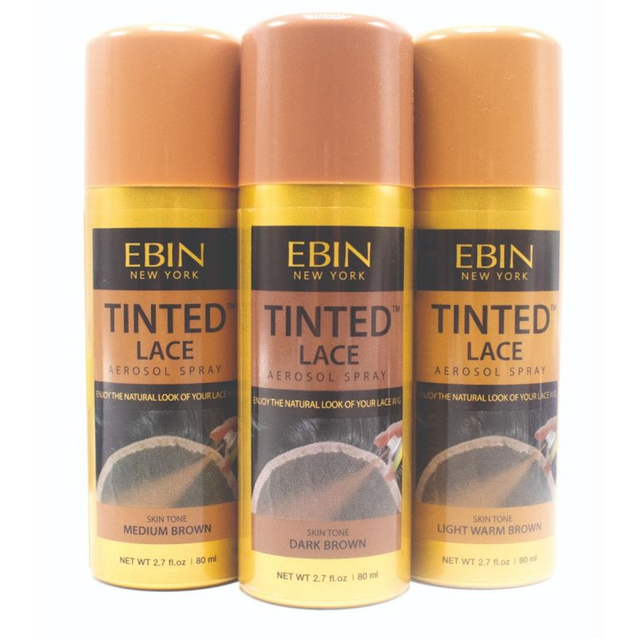 Ebin New York Tinted Lace Aerosol Medium Warm Beige Spray, 2.7oz