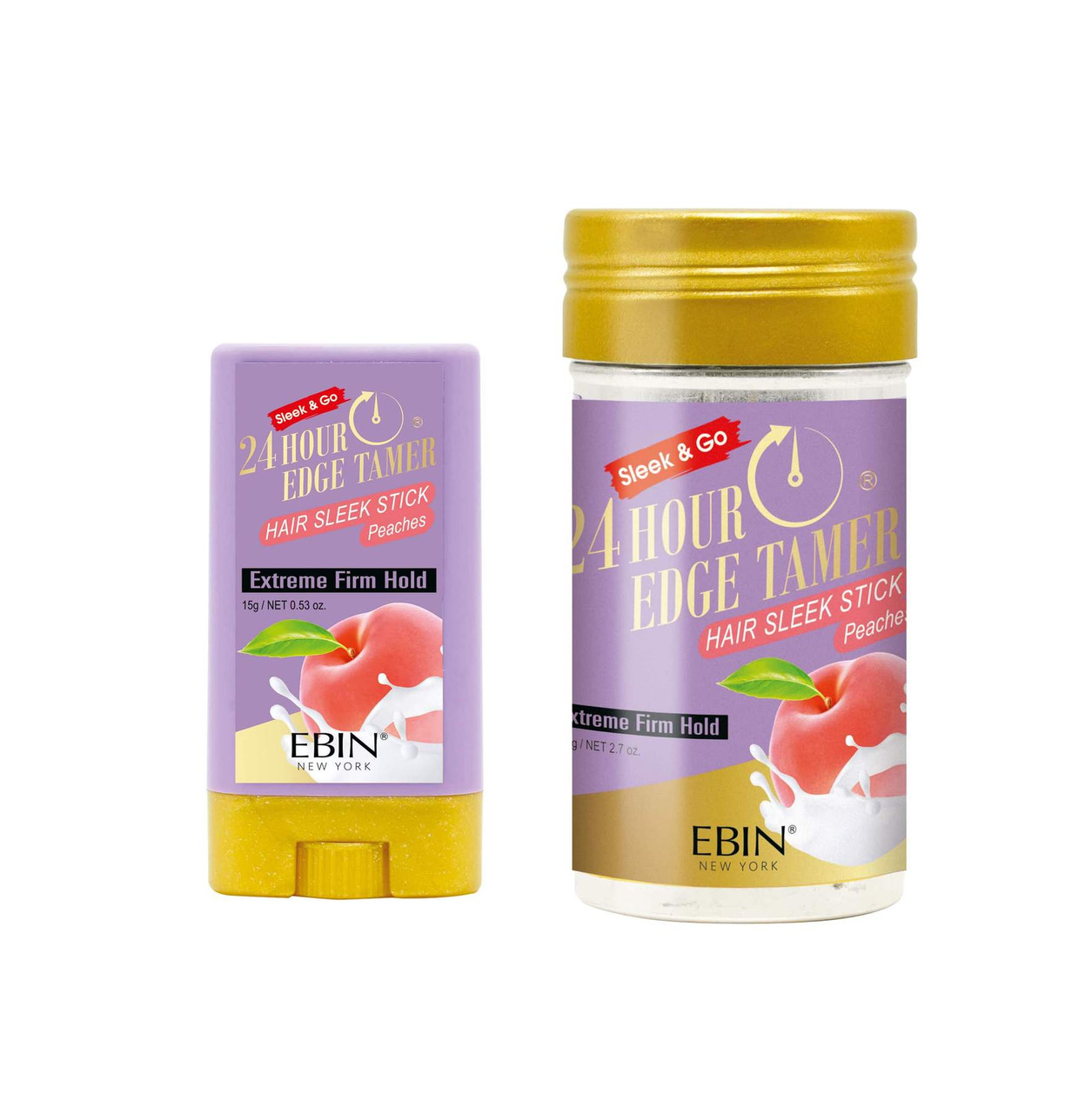 EBIN NEW YORK 24HR Edge Tamer Sleek Stick – Pfirsichduft, 15 G, Für Babyhairs & Kanten, Alkoholfrei & Vegan