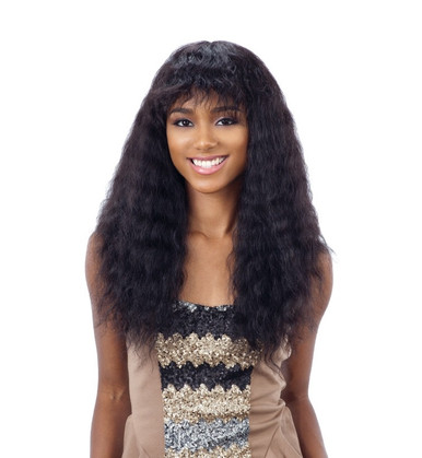 Naked Nature Brazilian Natural Wet & Wavy Wig Deep Curl with Bang