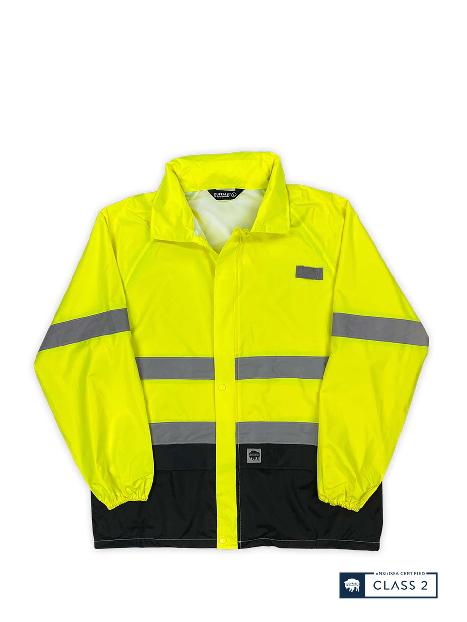 Buffalo Outdoors Class 2 Hi Vis Safety Hooded Rain Shell, Men's, Size: XL, Yellow