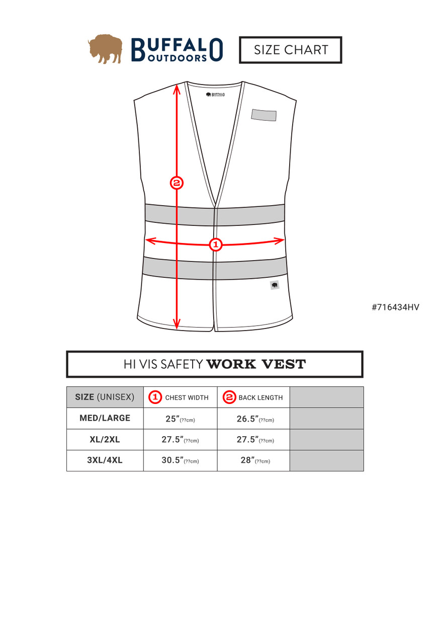 Buffalo Outdoors | Class 2 Hi Vis Reflective Safety Work Vest