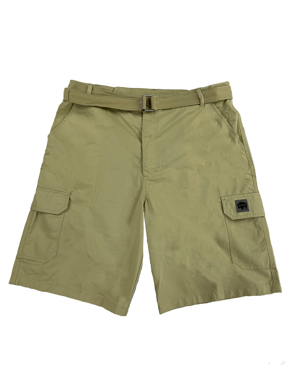 Buffalo Outdoors Workwear Men's Ripstop Cargo Short with Belt- Khaki 36