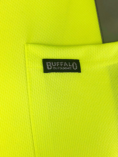 Buffalo Outdoors® Class 2 Reflective Hi Vis Safety Pocket Long Sleeve T-Shirt - Yellow - Detail