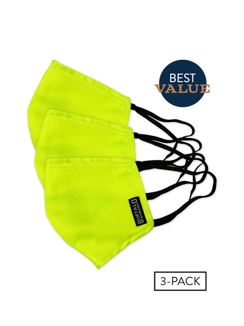 Buffalo Outdoors® Washable Hi Vis Yellow Face Cover 3-Pack - Front