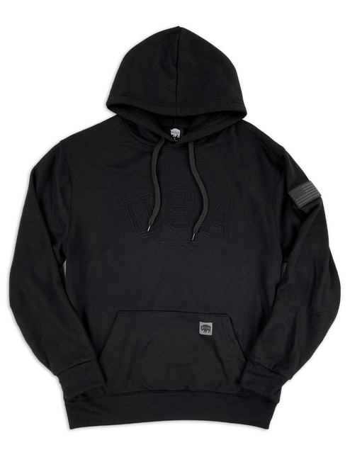 Hoodie sweat jacket with patches, black