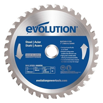 Evolution TCT Metal-Cutting Blade, 7 in, 20 mm Arbor, 3900 rpm, 36 Teeth (1 EA / EA)