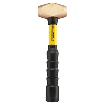 Nupla Classic Nuplaglas Non-Sparking Brass Hammer, 2.5 lb Head, 12 in Fiberglass Handle, Super Grip (1 EA / EA)