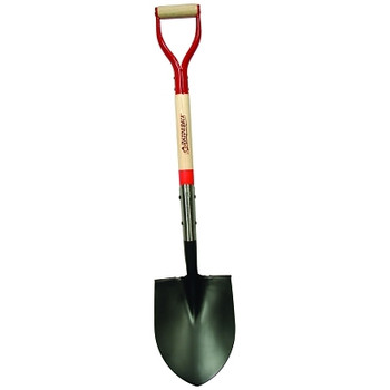 RAZOR-BACK Round Point Shovel, 12 in L x 9.5 in W Blade, 30 in North American Hardwood Steel D-Grip Handle, Rolled Step (1 EA / EA)