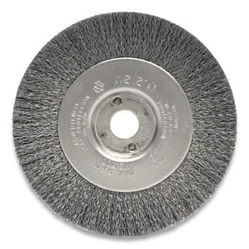 Weiler Narrow Face Crimped Wire Wheel, 4 in dia x 1/2 in W Face, 0.0118 in Stainless Steel Wire, 12500 RPM (1 EA / EA)