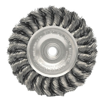 Weiler Standard Twist Knot Wire Wheel, 4 in dia x 1/2 in W Face, 0.014 in Stainless Steel Wire, 20000 RPM (1 EA / EA)