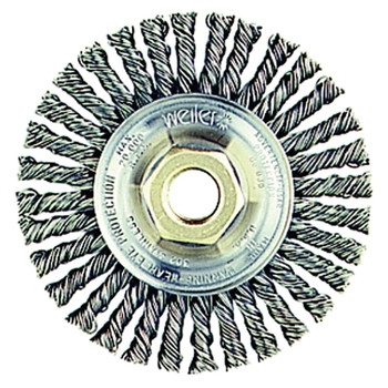 Weiler Roughneck Max Stringer Bead Wheel, 4 in dia x 3/16 in W Face, 0.020 in Steel Wire, 20000 RPM (1 EA / EA)