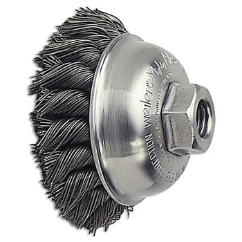 Weiler Single Row Heavy-Duty Knot Cup Brush, 3-1/2 in dia, 5/8-11 UNC, 0.02 Steel Wire (1 EA / EA)