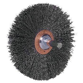 Weiler Stem-Mounted Wide Conflex Brush, 3 in dia x 1 in W Face, 0.008 in Stainless Steel Wire, 20000 RPM (1 EA / EA)