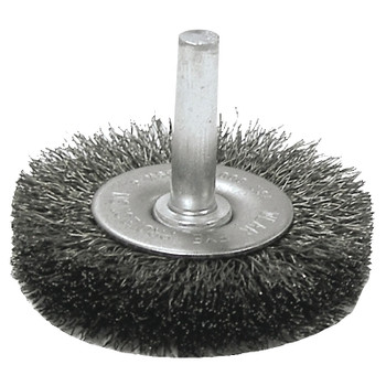 Weiler Crimped Wire Radial Wheel Brush, 3 in dia x 1/2 in W Face, 0.014 Steel Wire, 20000 RPM, 1/4 in Stem (10 EA / BX)