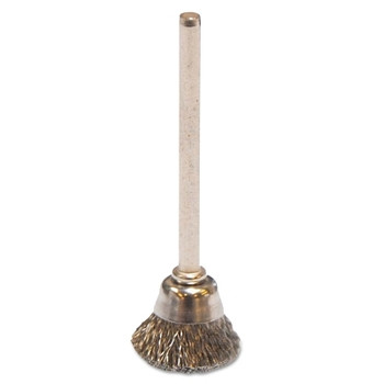 Weiler Miniature Stem-Mounted Cup Brush, 5/8 in Dia., .005 in Stainless Steel Wire (1 EA / EA)