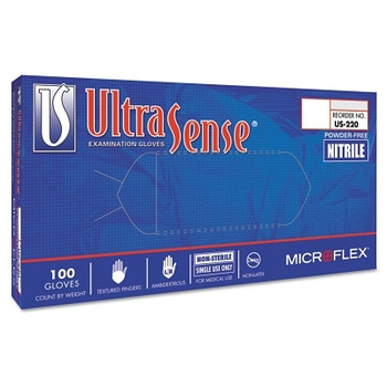 Microflex UltraSense Disposable Gloves, Nitrile, Finger -11 mm; Palm -8 mm, X-Large, Blue (1000 EA / CA)