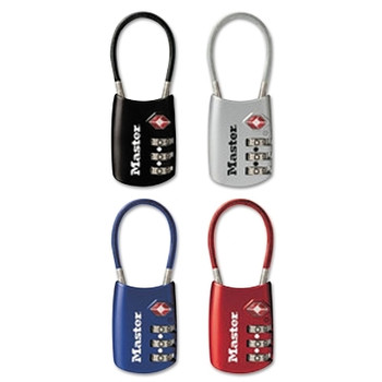 Master Lock TSA-Accepted Combination Luggage Padlock, Resettable, Flexible Shackle, Assorted (4 EA / BX)