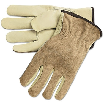 MCR Safety Unlined Drivers Gloves, Cow Grain Leather, XX-Large, Keystone Thumb, Beige/Brown (12 PR / DZ)