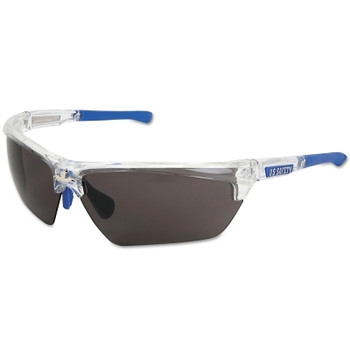 MCR Safety Dominator DM3 Safety Glasses, Polycarbonate Gray Lens, MAX6, Clear Polycarbonate/Blue TPR (12 PR / DZ)