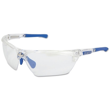 MCR Safety Dominator DM3 Safety Glasses, Polycarbonate I/O Mirror Lens, Duramass, Clear Polycarbonate/Blue TPR (12 PR / DZ)