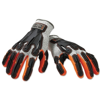Ergodyne ProFlex 922CR CutResistant Nitrile-Dipped DIR Gloves, XLarge, HiVis Orange/Gray (12 PR / DZ)