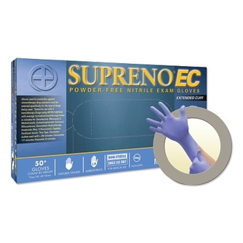 Ansell Supreno EC SEC-375 Nitrile Disposable Gloves, 5.5 mil Palm, 8.3 mil Fingers, 2X-Large, Violet Blue (50 EA / BX)