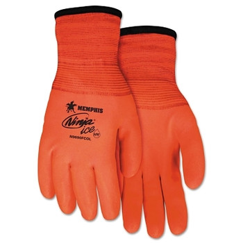 MCR Safety Ninja Ice HPT Fully Coated Insulated Work Gloves, Large, Hi-Viz Orange (12 PR / DZ)