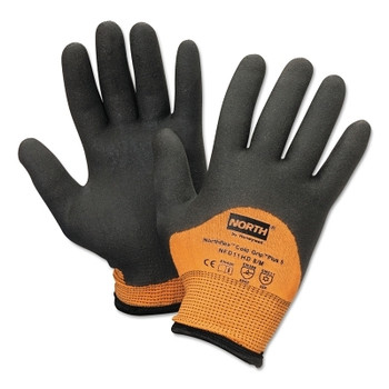 Honeywell North NorthFlex Cold Grip Plus 5 Coated Gloves, Large, Black/Orange (12 PR / DZ)