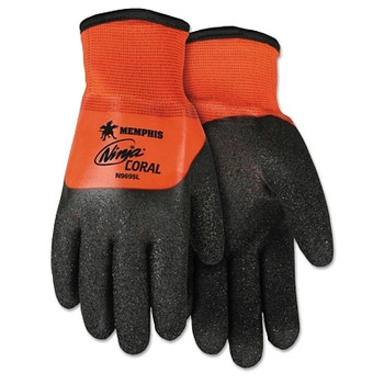 MCR Safety Ninja Coral Gloves, Large, Hi-Vis Orange/Black/White (12 PR / DZ)