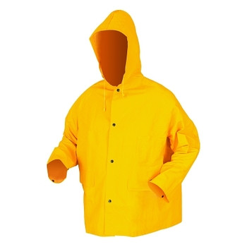MCR Safety 200JH Classic Series Yellow Rain Jacket with Attached Hood, 0.35 mm, PVC/Polyester, Large (1 EA / EA)