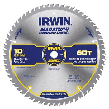 Irwin Marathon Miter/Table Saw Blades, 10 in, 60 Teeth (5 EA / BOX)