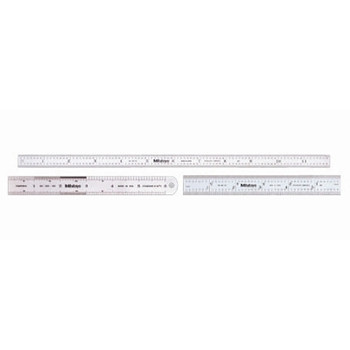 Mitutoyo Series 182 Steel Rulers, 18 in, 16R, Stainless Steel, Black (1 EA / EA)