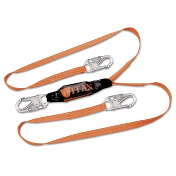 Honeywell Miller Titan Pack-Type Shock Absorbing Lanyard, Locking Snap Hooks, 2 Leg, Orange (1 EA / EA)