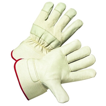 West Chester Leather Palm Gloves, Small, Cowhide, Canvas, Gray, Yellow (12 PR / DZ)