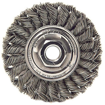 Weiler Standard Twist Knot Wire Wheel, 4 in D, .014 in Stainless Steel, M10 x 1.25 Nut (5 EA / CTN)