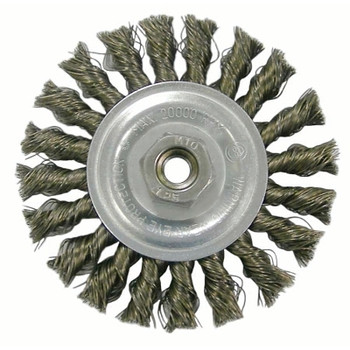 Weiler Vortec Pro Knot Wire Wheels, 4 in D, 0.014 in Wire, M10 x 1.25 Arbor (1 EA / EA)