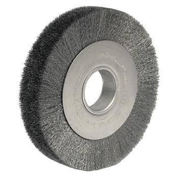 Weiler Wide-Face Crimped Wire Wheel, 8 in Dia. x 1.5 in W, 0.0118 Stainless Steel, 4,000 rpm (1 EA / EA)