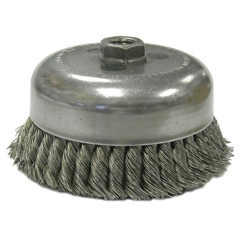 Weiler Single Row Heavy-Duty Knot Wire Cup Brush, 2-3/4 in Dia., .02 Steel, Display Pk (5 EA / BX)