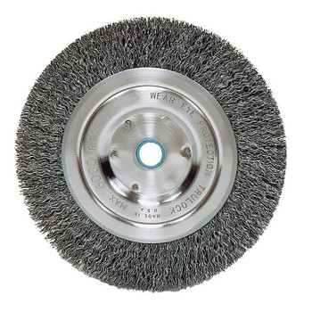 Weiler Wolverine Crimped Wire Wheel, 6 in dia, Wide, .014 in, Carbon Steel, 6,000 RPM (1 EA / EA)