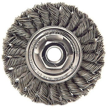 Weiler Standard Twist Knot Wire Wheel, 4 in D, .014 in Stainless Steel, M10 x 1.50 Nut (5 EA / CTN)