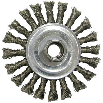 Weiler Vortec Pro Knot Wire Wheel, 4 in Dia, .02 in Carbon Steel, 5/8 in - 11 UNC Nut (5 EA / CT)